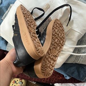 Adidas Black Trainers with Tan Sole